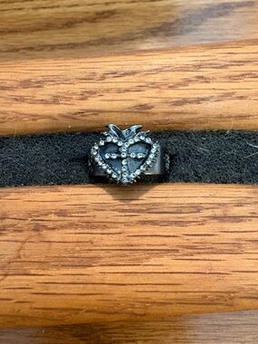 Virgins Saints and Angels!!! Queen of Hearts Crystal Logo Ring
Gunmetal / 6